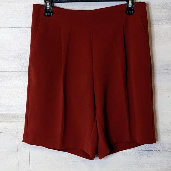Loft Rust Dressy Pleated Shorts with Elastic Waist Size Small - Picture 1 of 6